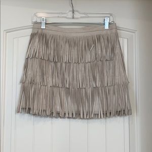BCBG Tan Suede Fringe Skirt Size 2